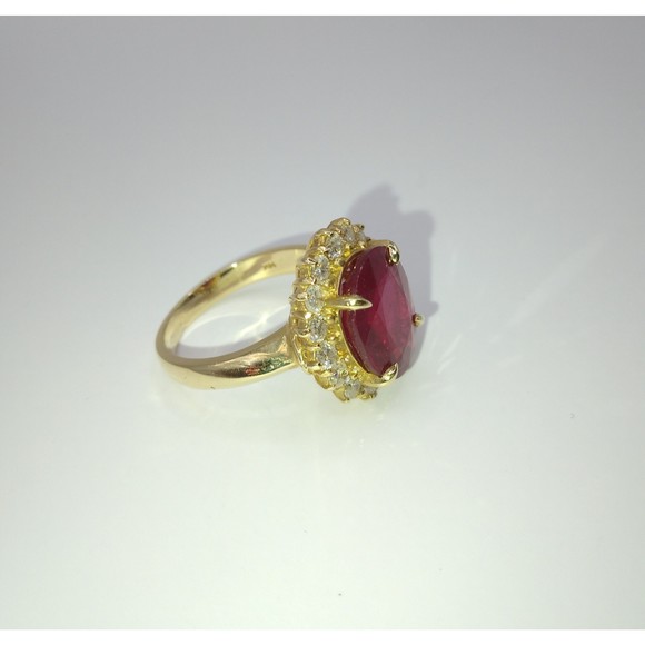 14kt Yellow Gold Ruby Dimond Ring (Pointy Prongs) - Picture 2 of 9
